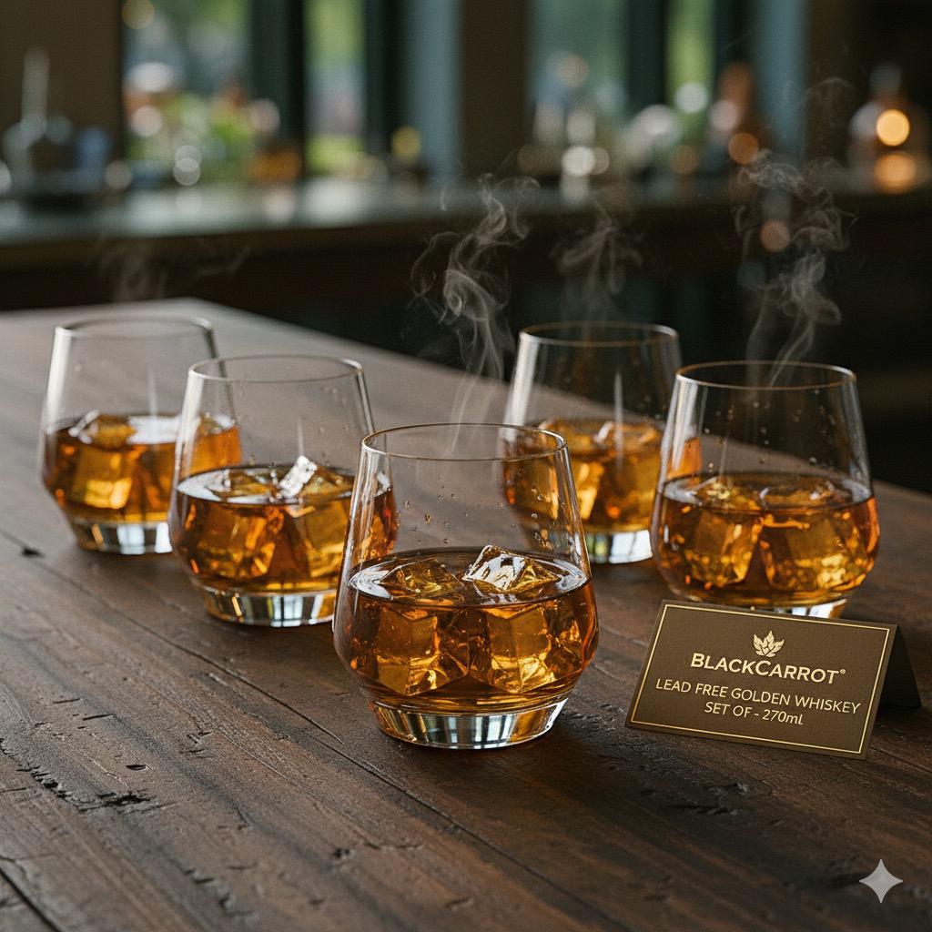 Good Whiskey Glasses in India,BlackCarrot Whiskey Glass Set of 6