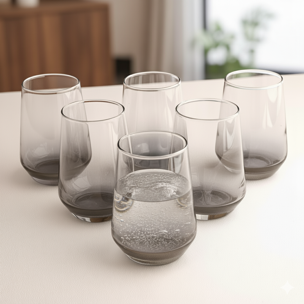Lead Free Black Water Glass Set of 6 390ml BlackCarrot