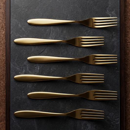 BlackCarrot 304 Food Grade Stainless Steel Gold Finish Fork Set of 6 BlackCarrot
