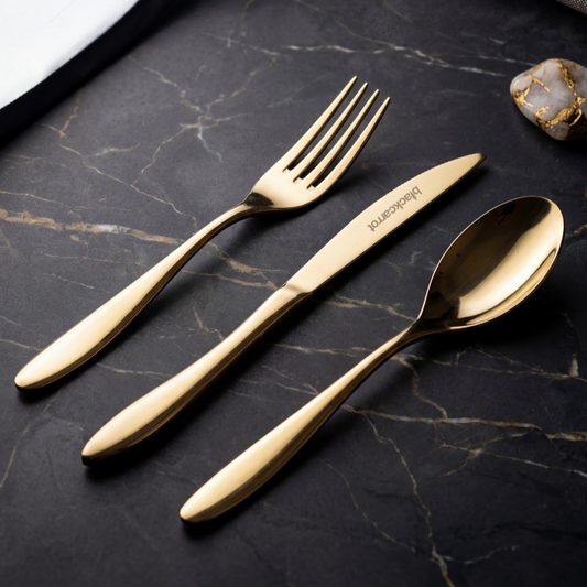 Black Carrot 304 Food Grade Stainless Steel Gold Finish Cutlery Set of 3 BlackCarrot