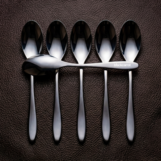 Black Carrot 304 Food Grade Stainless Steel Silver Mirror Spoon Set of 6 BlackCarrot