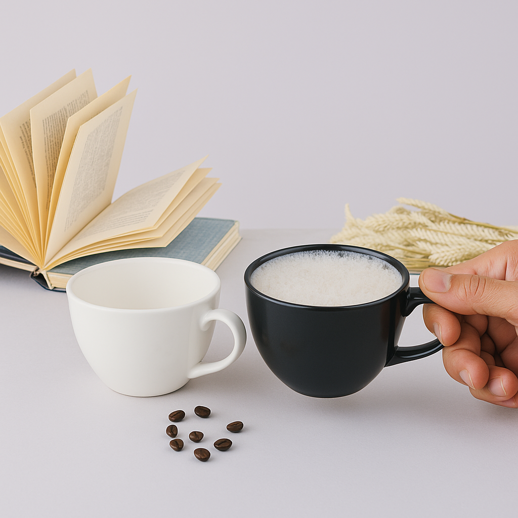 BlackCarrot's Premium Porcelain White & Black Coffee Mug Set of 2