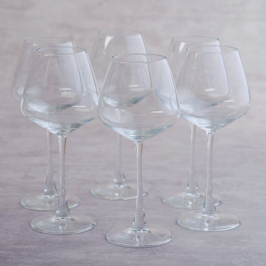 BLACKCARROT Premium Wine Glasses Set of 6, 590ml, Transparent, Ideal for White or Red Wine, Lead Free Wine Glasses, Shatter Resistant BlackCarrot