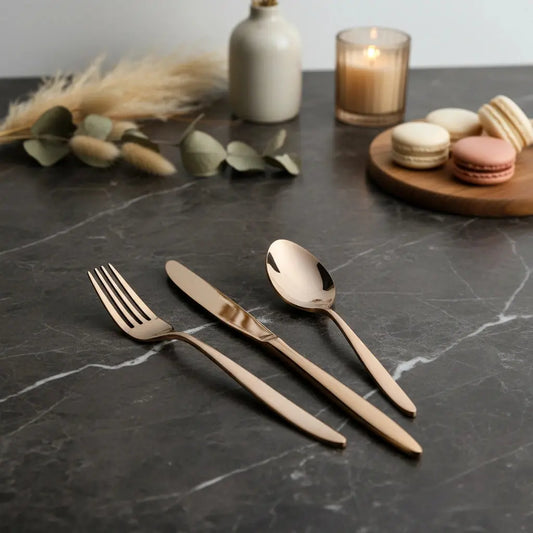 Black Carrot 304 Food Grade Stainless Steel Rose Gold Cutlery Set of 3 BlackCarrot