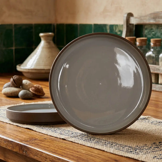 Black Carrot Brown Dinner Plates Set of 6, Bone China Free Stoneware BlackCarrot