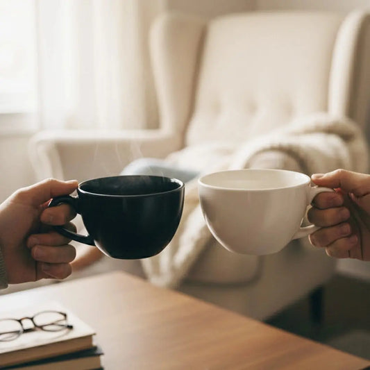 Black Carrot Ceramic Coffee Mugs, Set of 2, Black & White, 300ml BlackCarrot