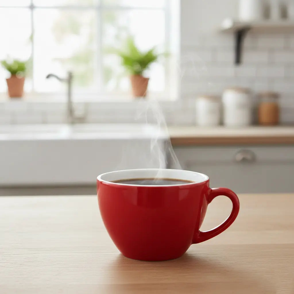 BlackCarrot Red and White Ceramic Coffee Mugs, Set of 2
