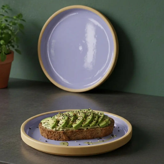 Black Carrot Ceramic Quarter Plates Set of 6, Bone China Free Stoneware BlackCarrot