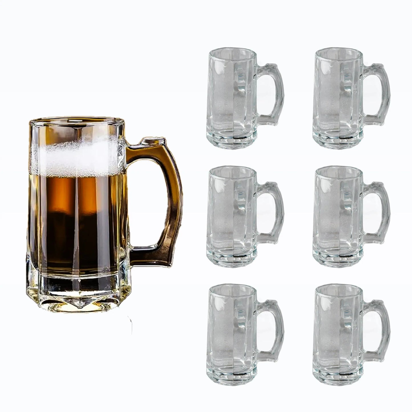Transparent Beer Mug Set of 6 400ml BlackCarrot
