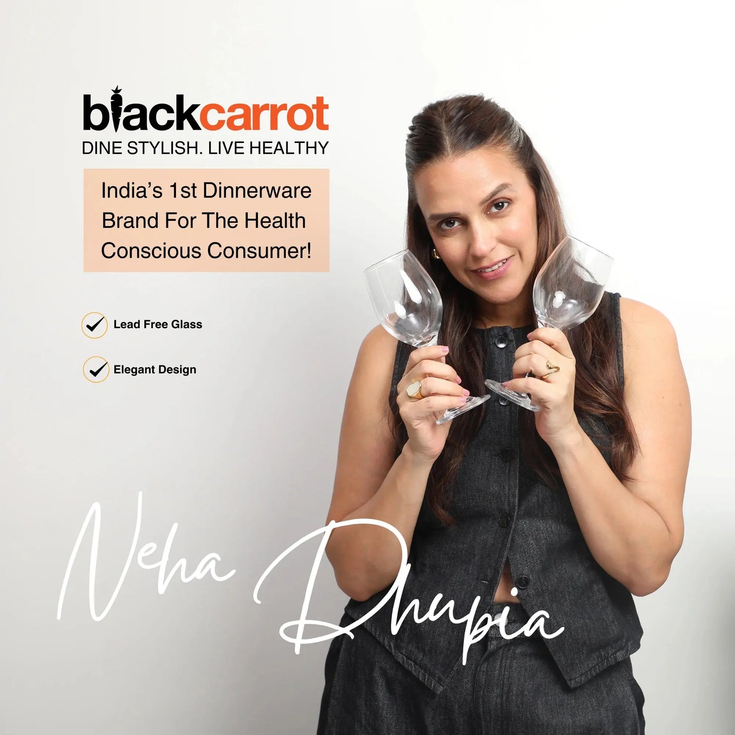 Black Carrot Lead Free Transparent Wine Glass Set of 6 320ml BlackCarrot