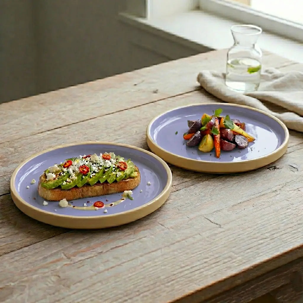 Black Carrot Purple Dinner Plates Set of 6, Bone China Free Stoneware BlackCarrot