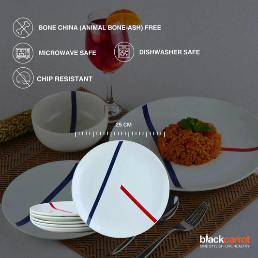 BlackCarrot Premium 12 Piece Porcelain Ceremic Dinner Set BlackCarrot