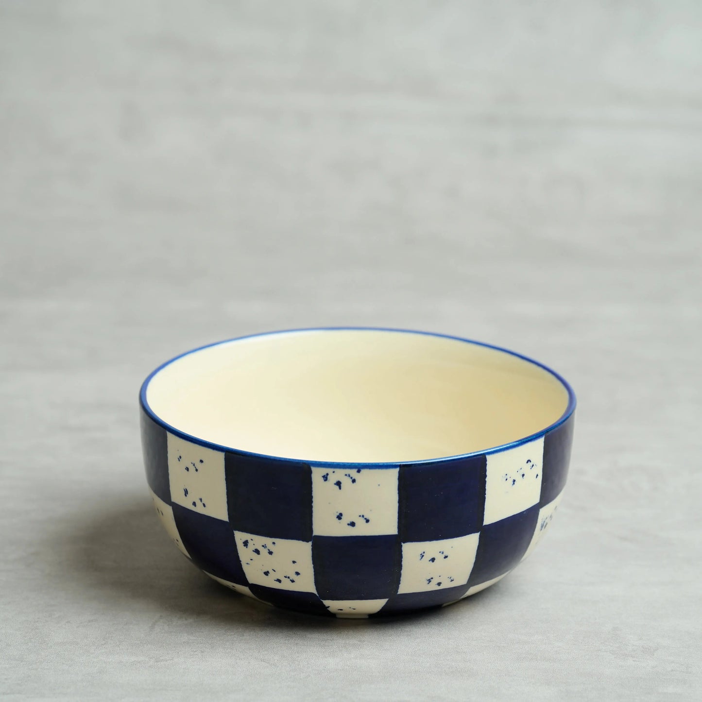 BlackCarrot Premium Stoneware Blue Check Serving Bowl – Bold Contemporary Design BlackCarrot