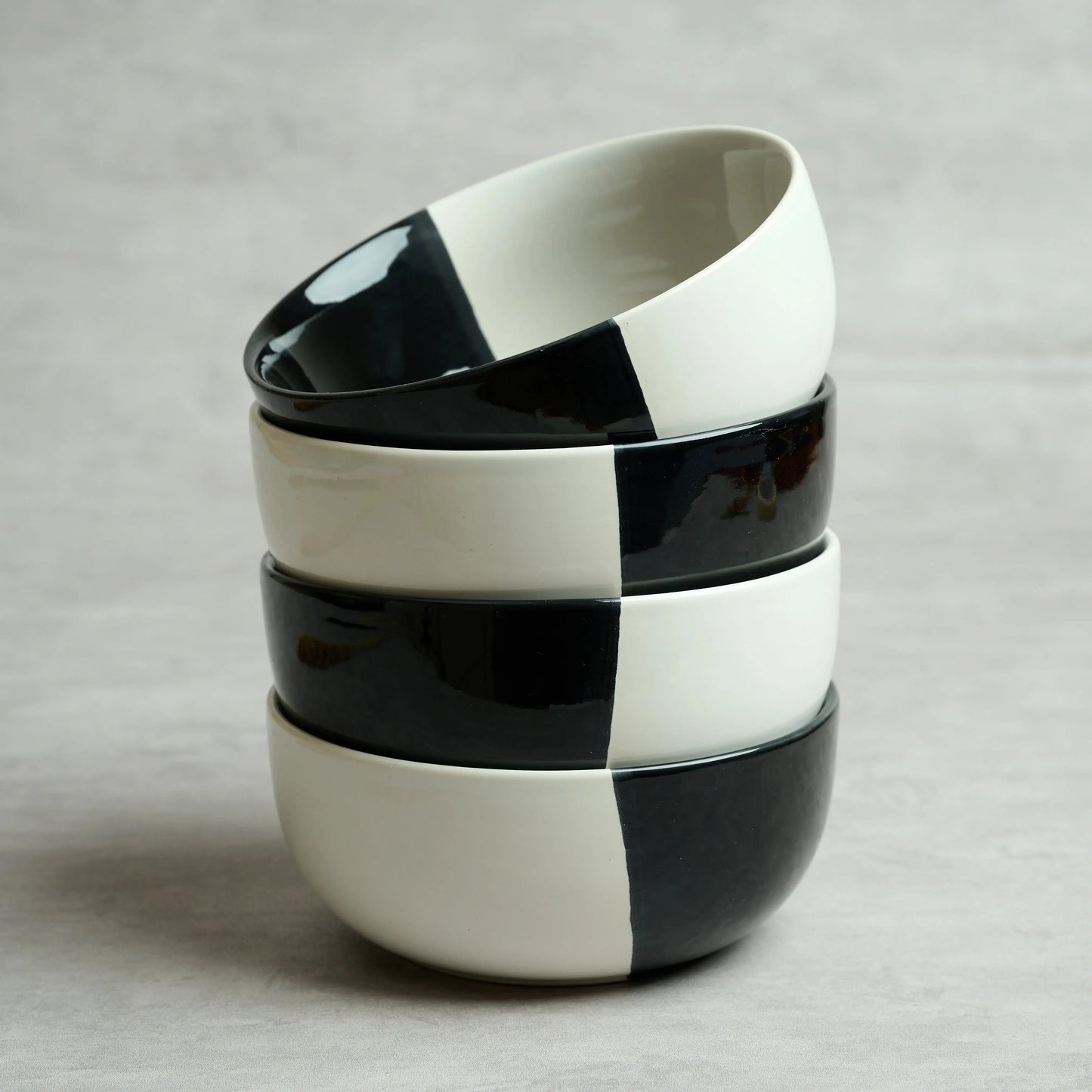 BlackCarrot Premium Stoneware Fifty Fifty Serving Bowl – Elegant Dual-Tone Design BlackCarrot