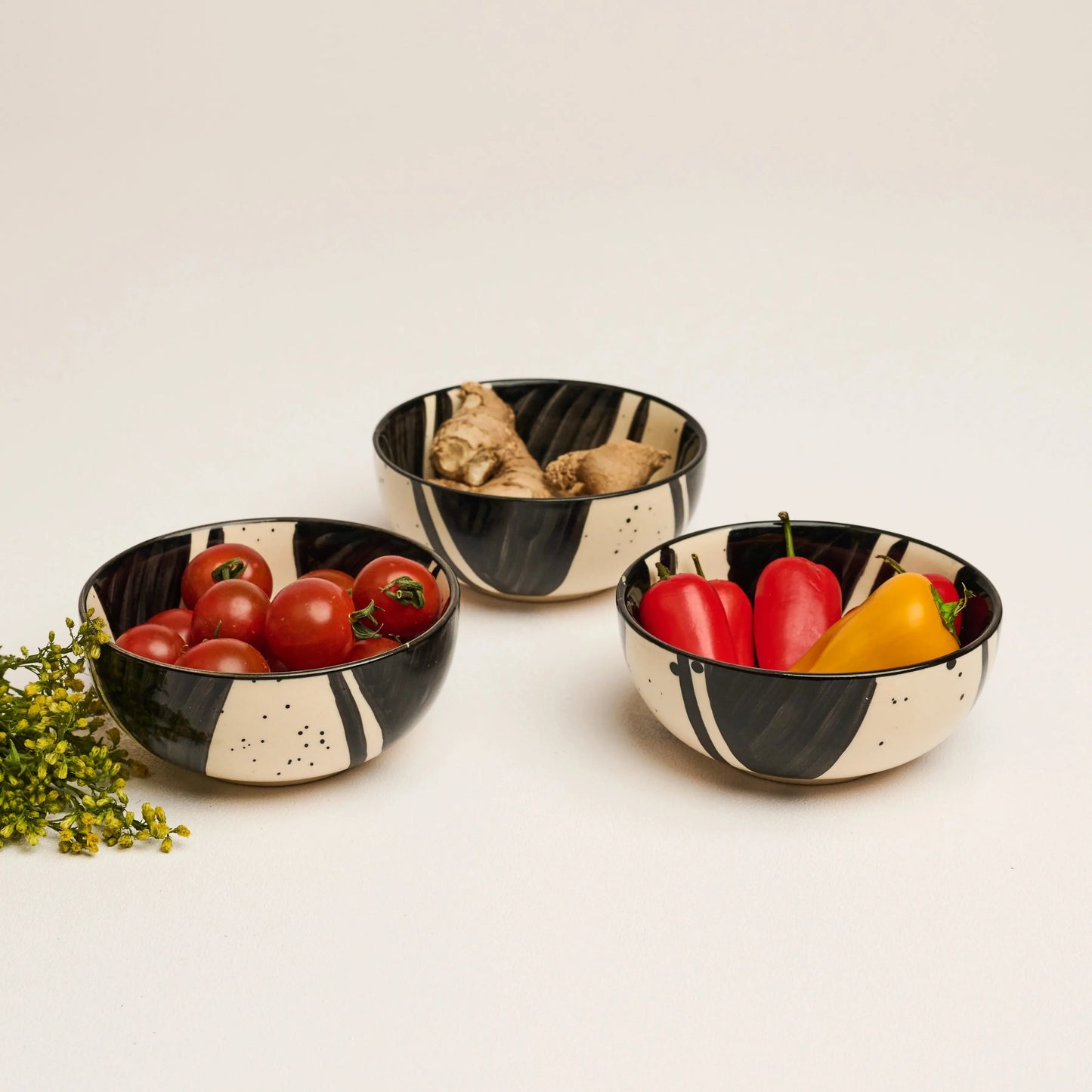 BlackCarrot Premium Stoneware Splash Small Bowls – Set of 2 BlackCarrot
