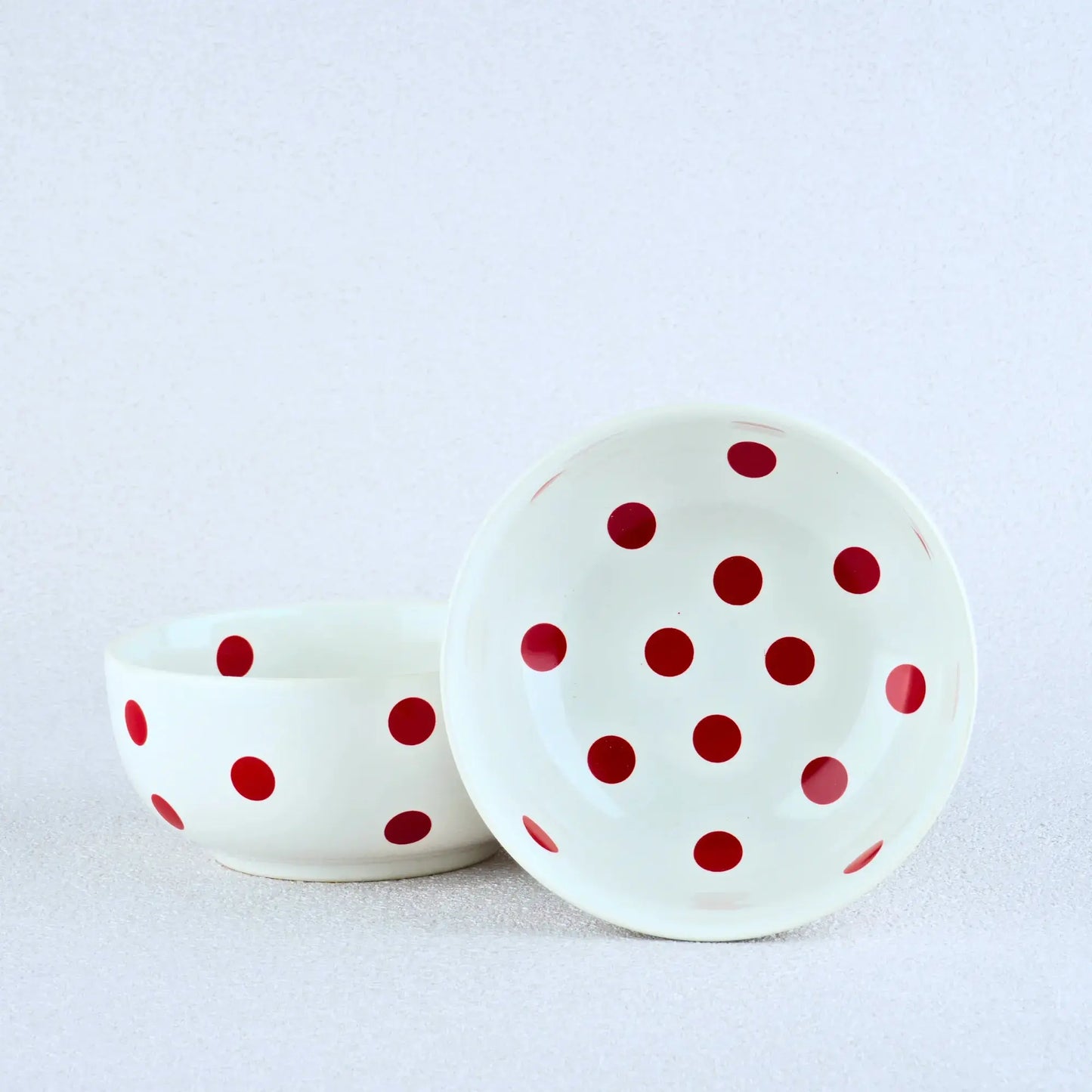 Premium White Polka Ceramic Snack Bowl Set of 2 BlackCarrot