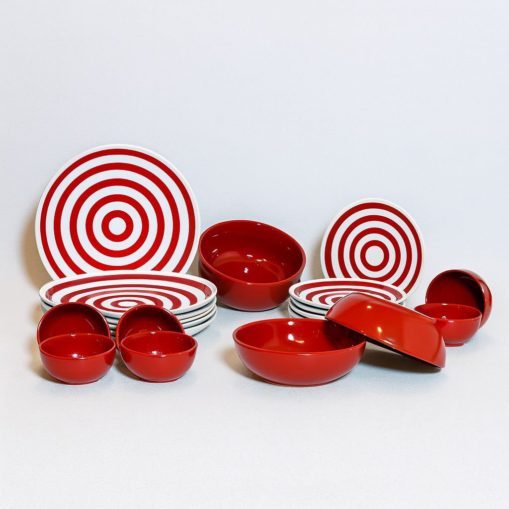 21 Piece Ceramic Dinner Set | Premium Red Stoneware BlackCarrot