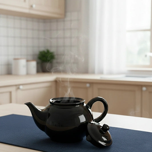 Black Ceramic Teapot | 600ml | Glossy Finish | Microwave Safe | Dishwasher Safe BlackCarrot