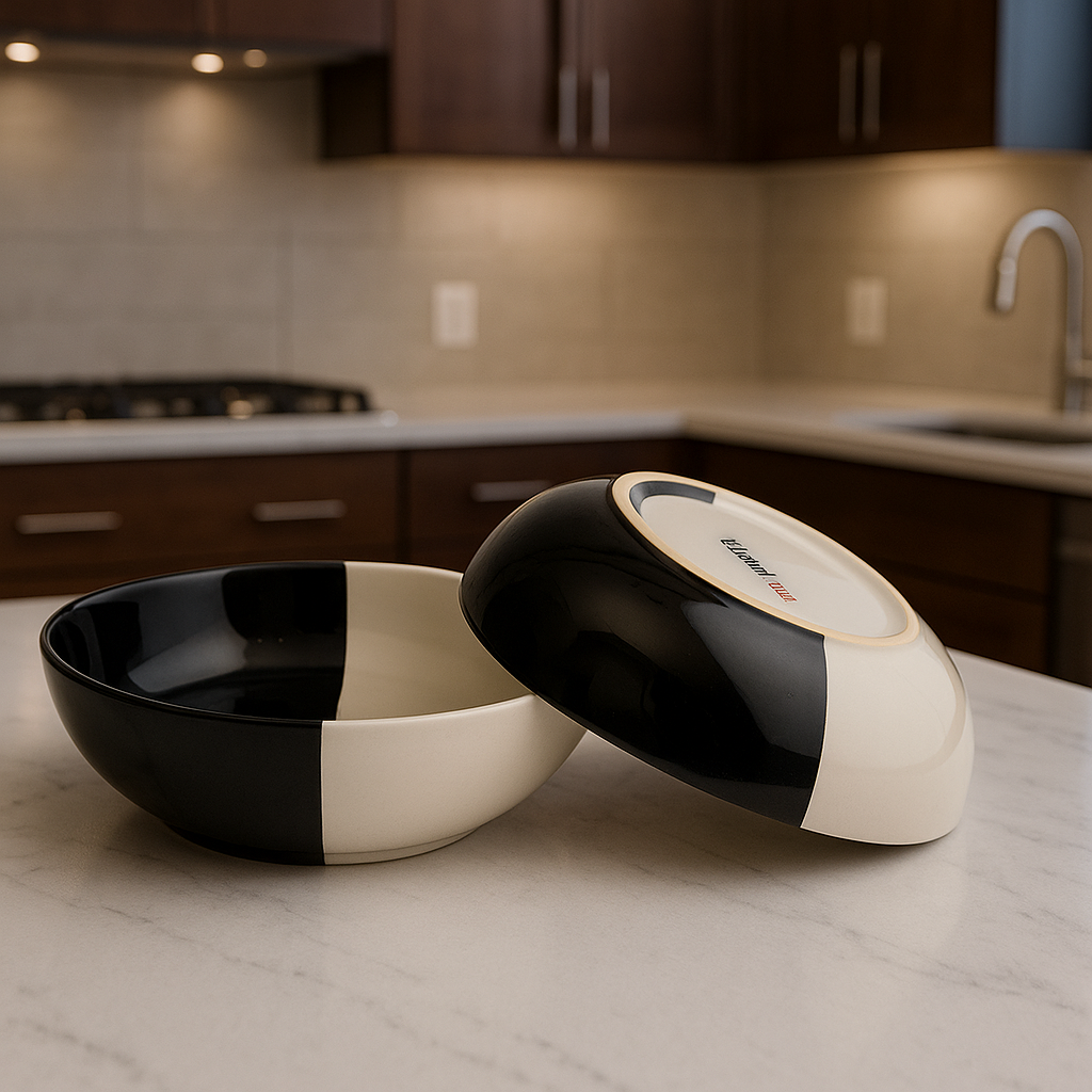 Fifty Fifty Stoneware Snack Bowl (Set of 2) BlackCarrot