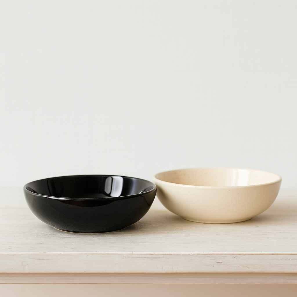 Premium White & Black Ceramic Snack Bowl Set of 2 BlackCarrot