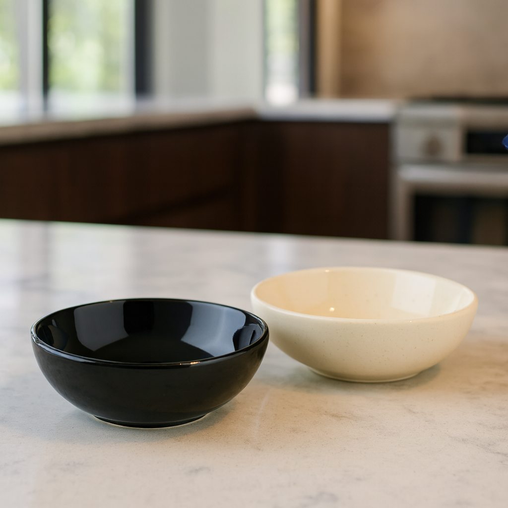 Premium White & Black Ceramic Snack Bowl Set of 2 BlackCarrot