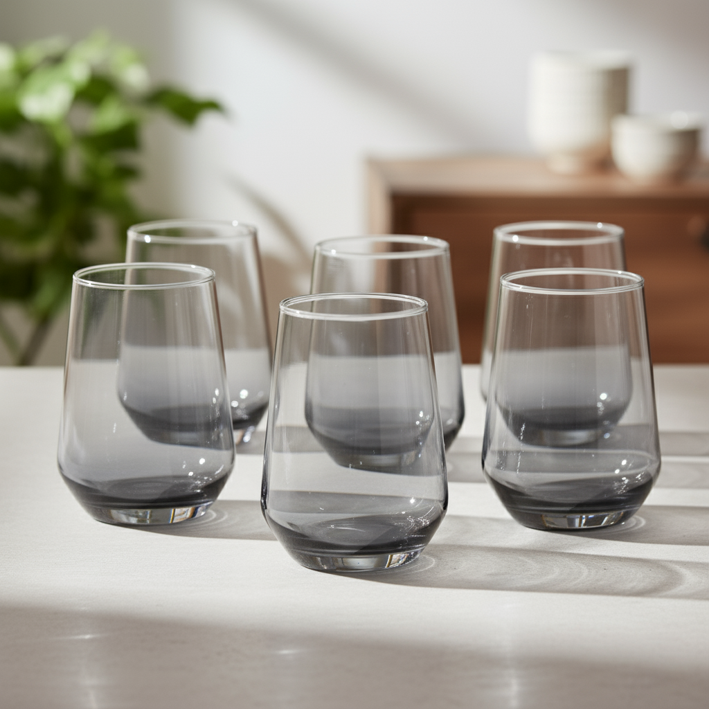 Lead Free Black Water Glass Set of 6 390ml BlackCarrot