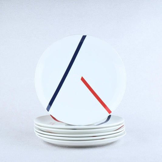 BlackCarrot's Porcelain TAMO (White) Premium Dinner Plates (Set of 6) BlackCarrot