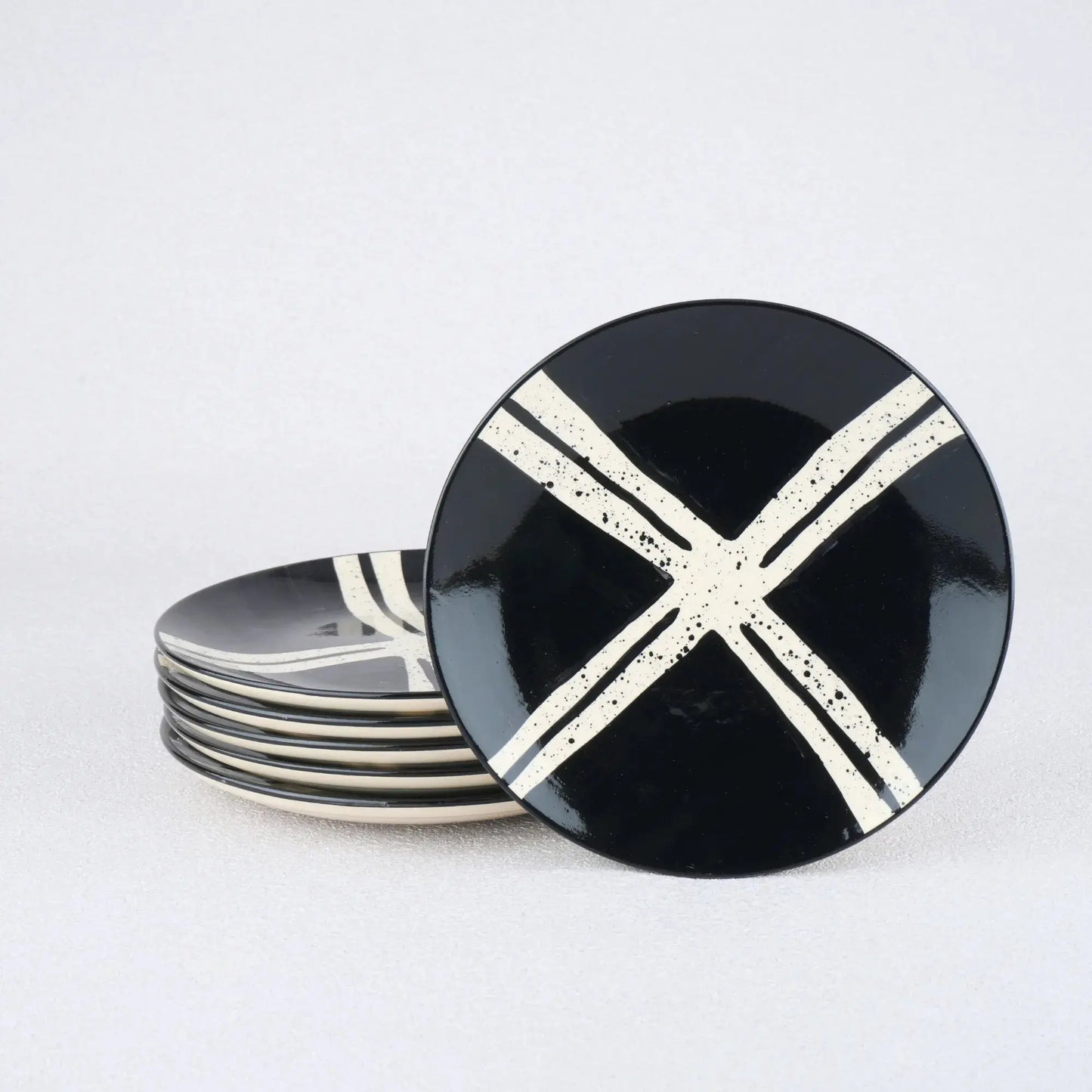 BlackCarrot's Stoneware Premium Black Splash Quarter Plates (Set of 6) BlackCarrot