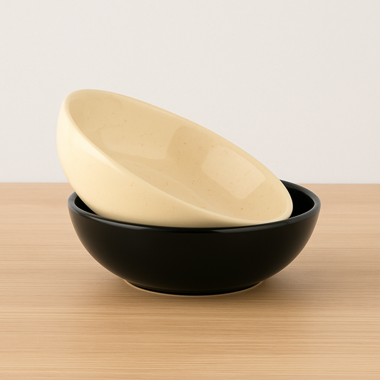 Premium White & Black Ceramic Snack Bowl Set of 2 BlackCarrot
