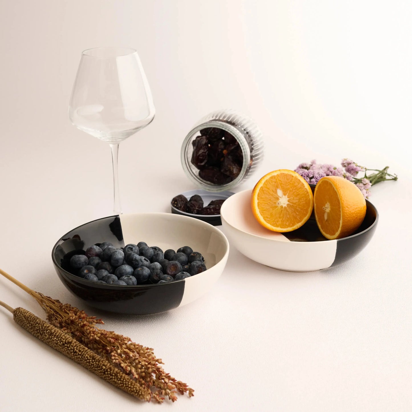 Fifty Fifty Stoneware Snack Bowl (Set of 2) BlackCarrot