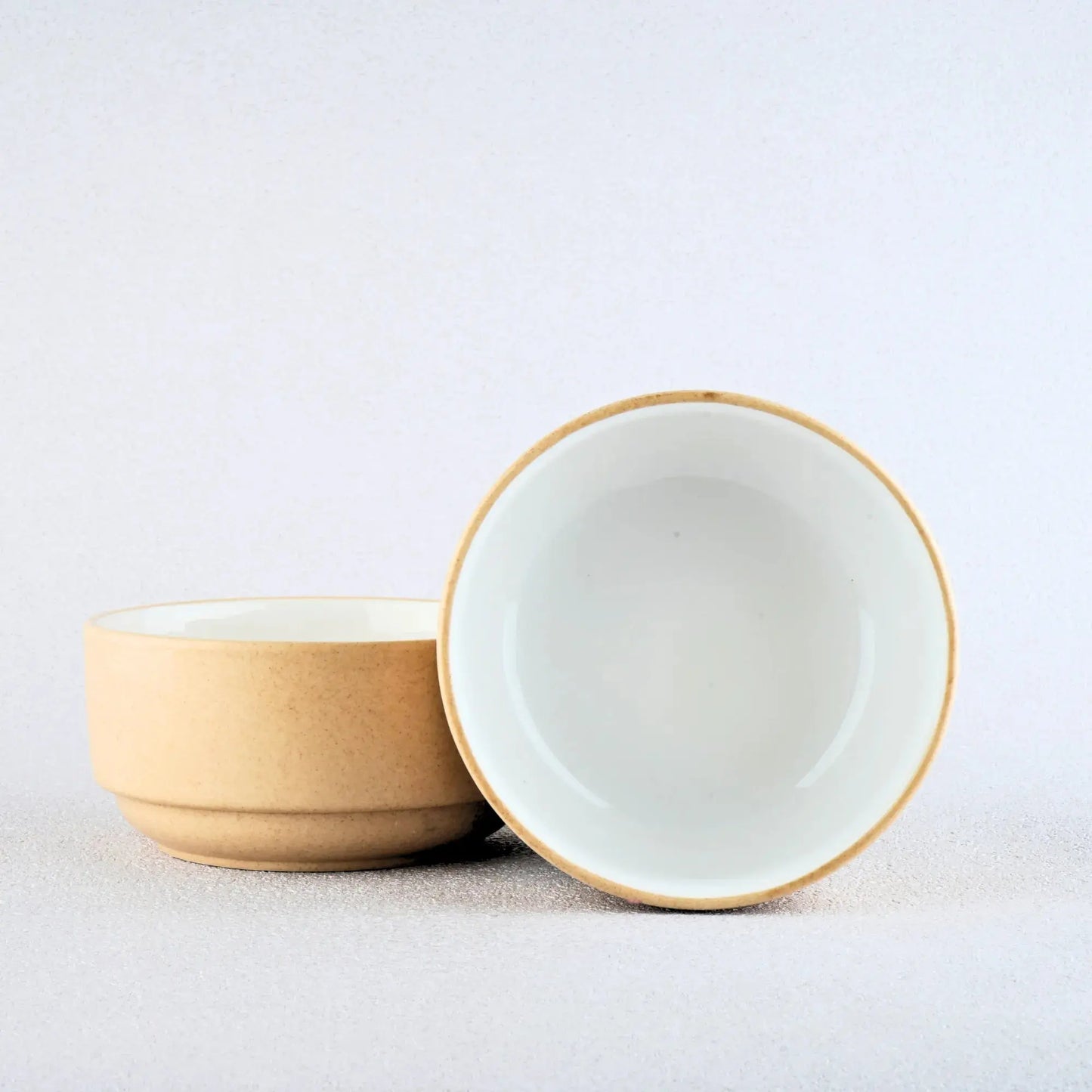 Premium Beige & White Ceramic Snack Bowl Set of 2 BlackCarrot