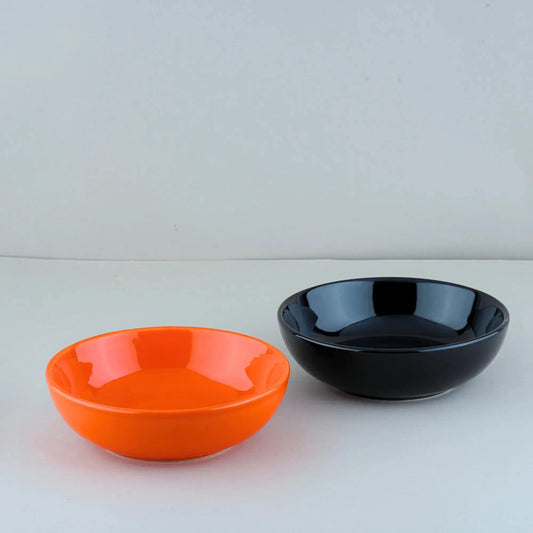 Premium Black & Orange Ceramic Snack Bowl Set of 2 BlackCarrot