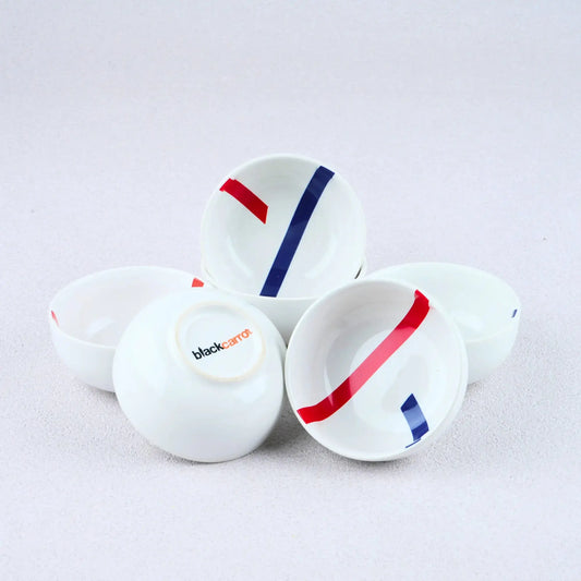 Premium Porcelain TAMO (White) Small Bowls Set of 6 BlackCarrot