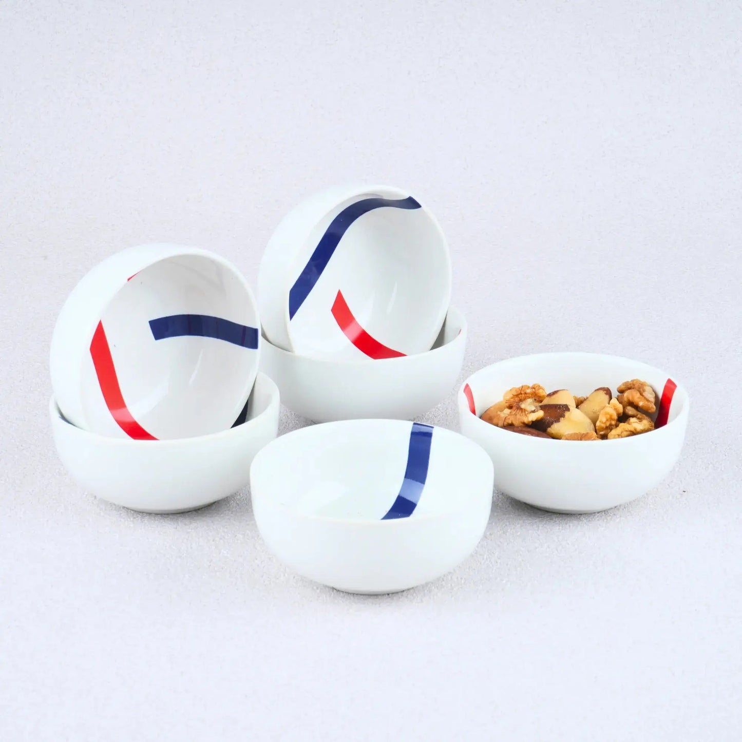 Premium Porcelain TAMO (White) Small Bowls Set of 6 BlackCarrot