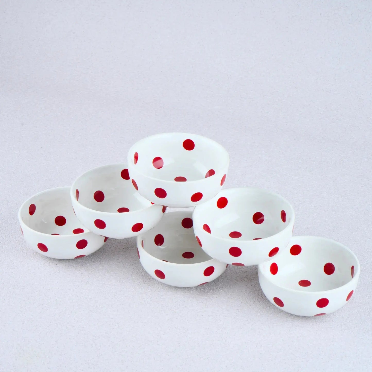 Premium Porcelain White Polka Small Bowls Set of 6 BlackCarrot