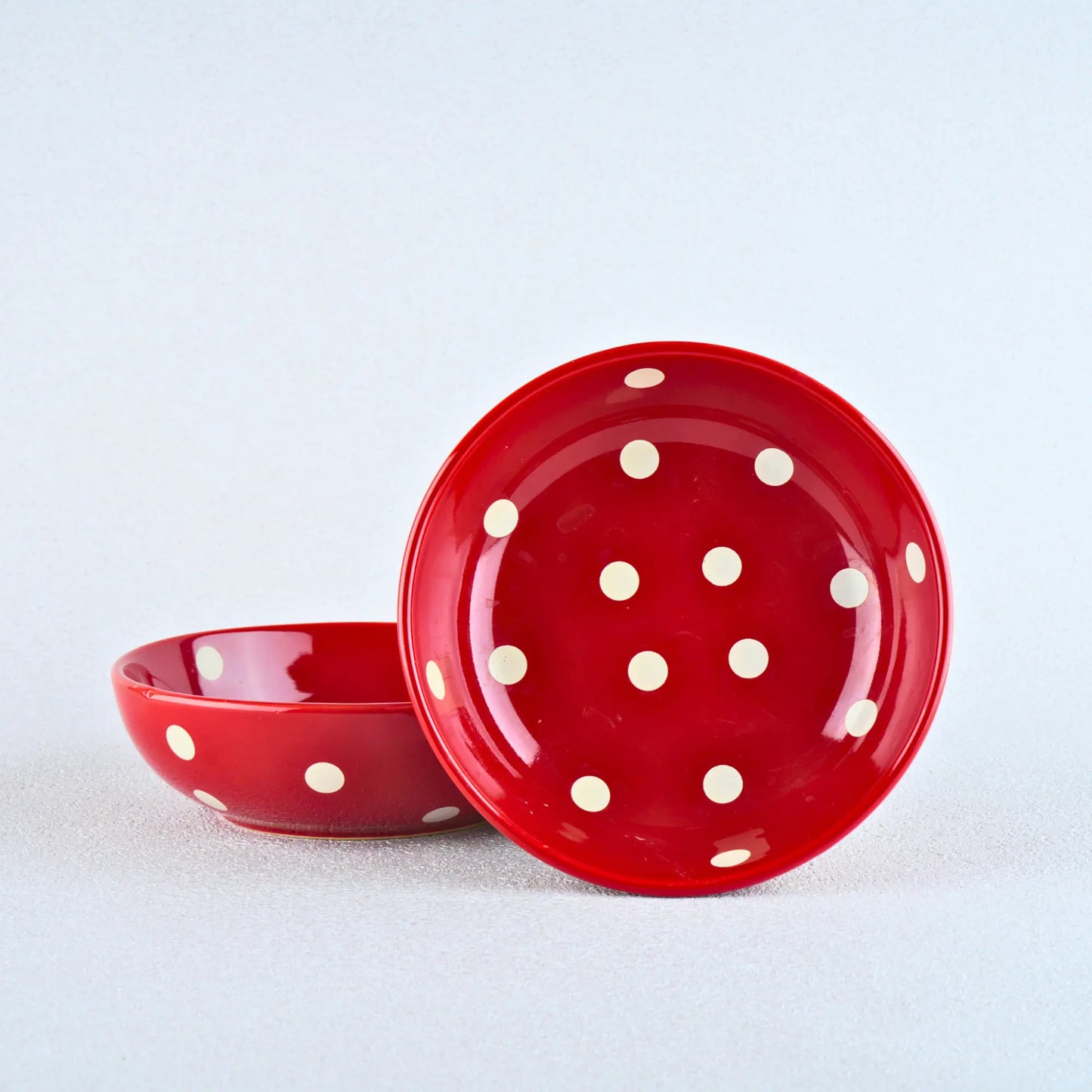 Premium Red Ceramic Snack Bowl Set of 2 BlackCarrot