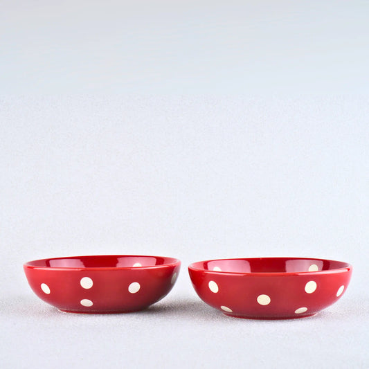 Premium Red Ceramic Snack Bowl Set of 2 BlackCarrot