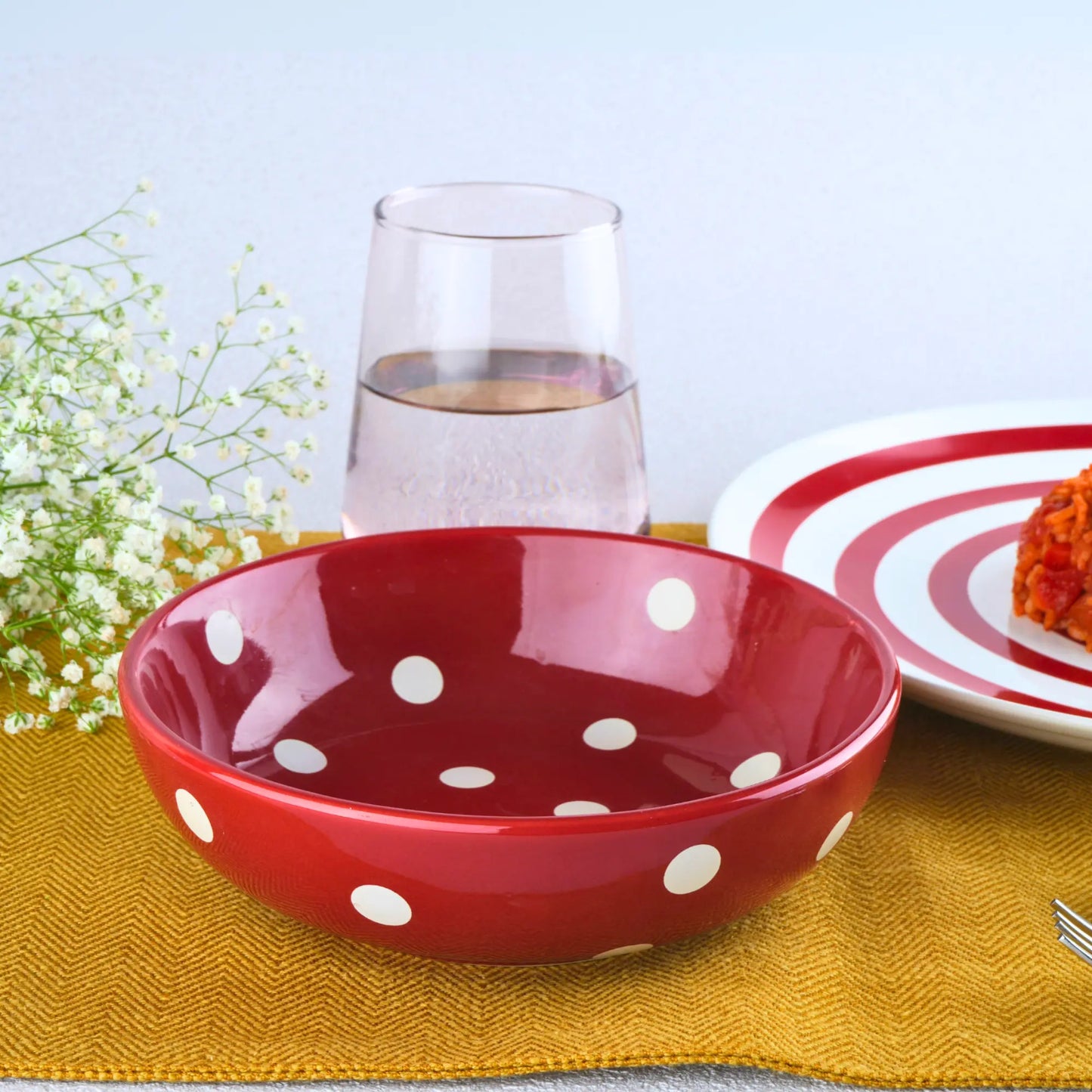 Premium Red Ceramic Snack Bowl Set of 2 BlackCarrot