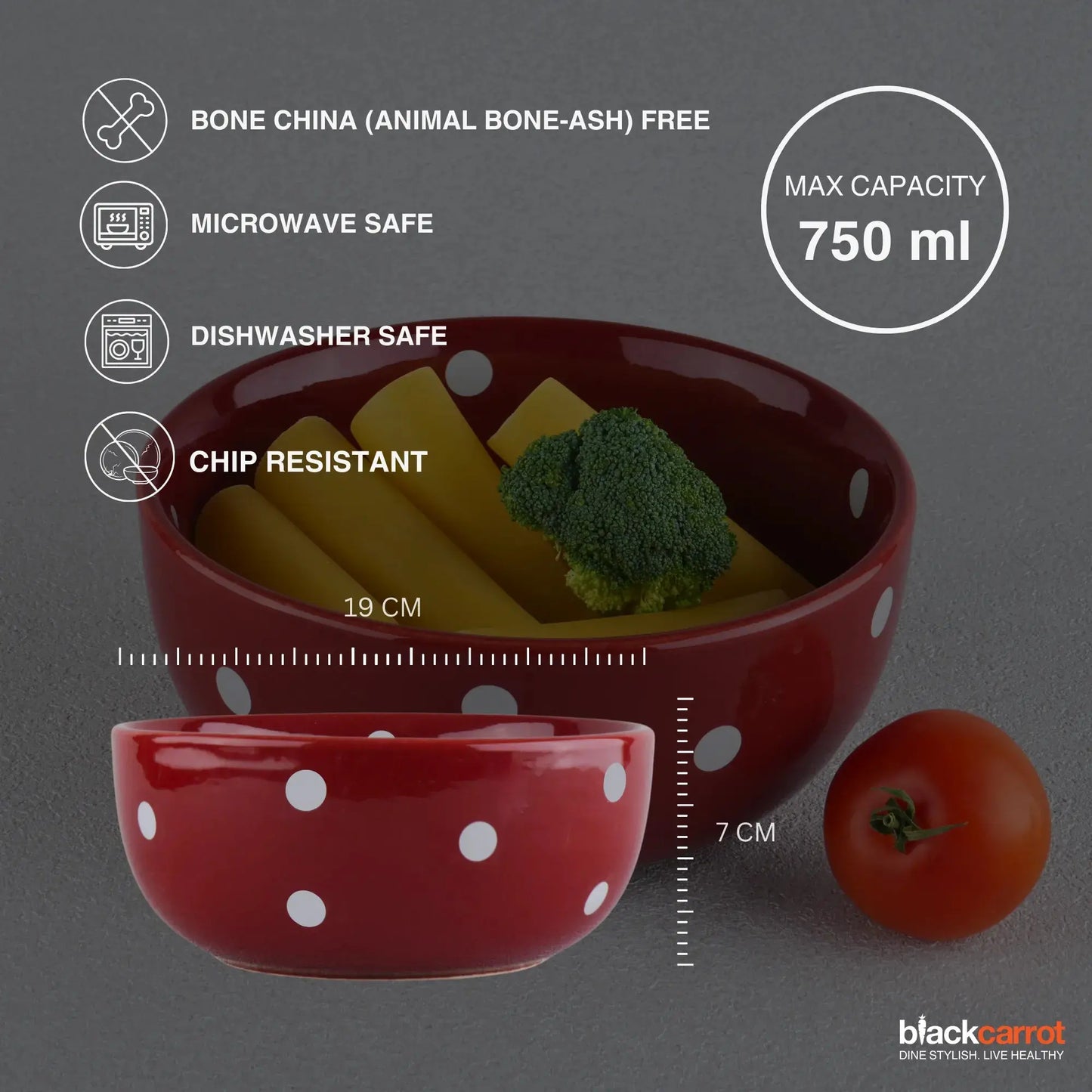 Premium Red Serving Bowl BlackCarrot