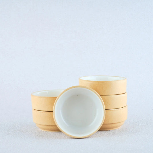 Premium Stoneware Beige & White Small Bowls Set of 6 BlackCarrot