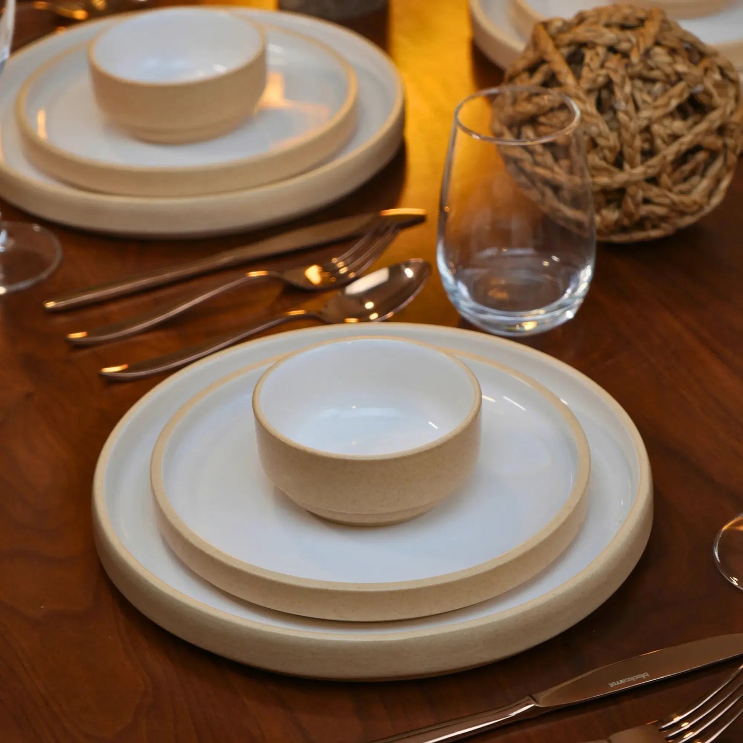 Premium Stoneware Beige & White Small Bowls Set of 6 BlackCarrot