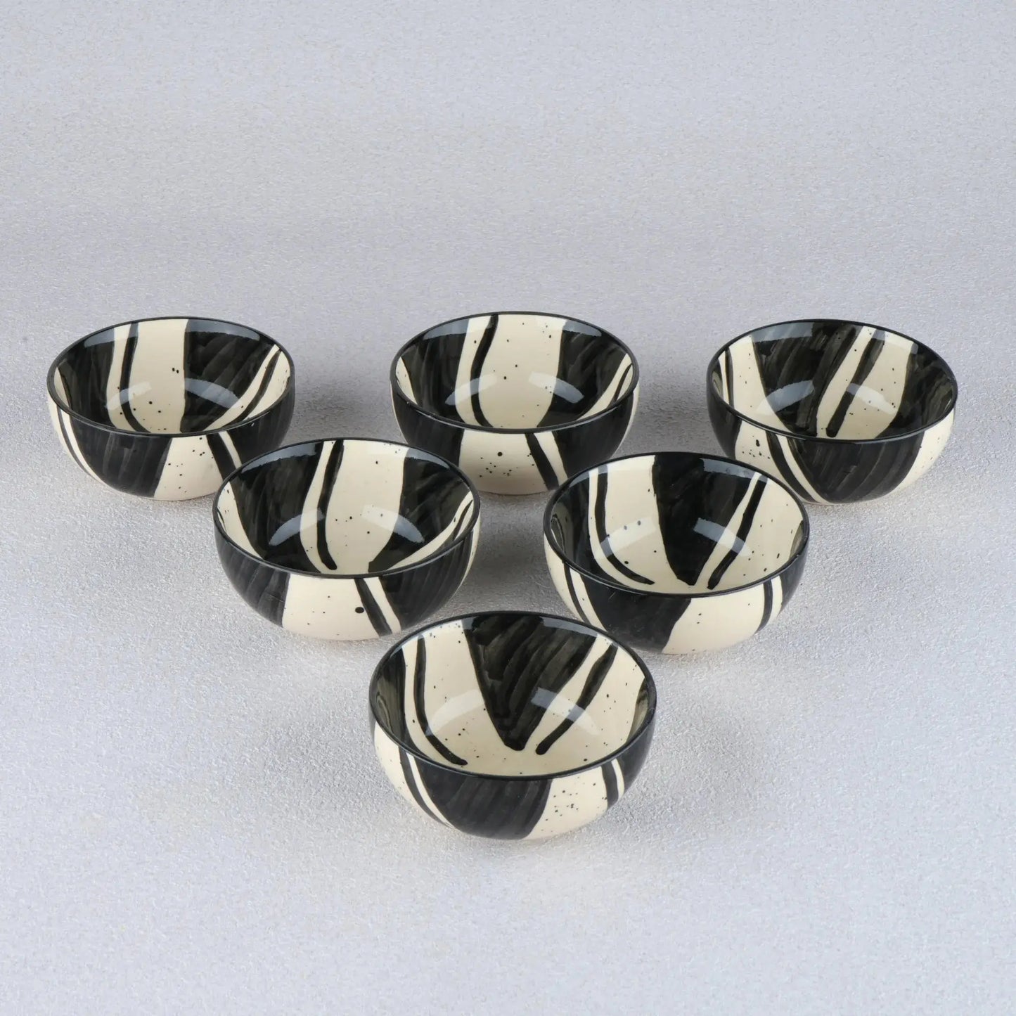 Premium Stoneware Splash Small Bowls Set of 6 BlackCarrot