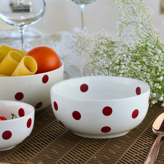 Premium White Polka Serving Bowl BlackCarrot