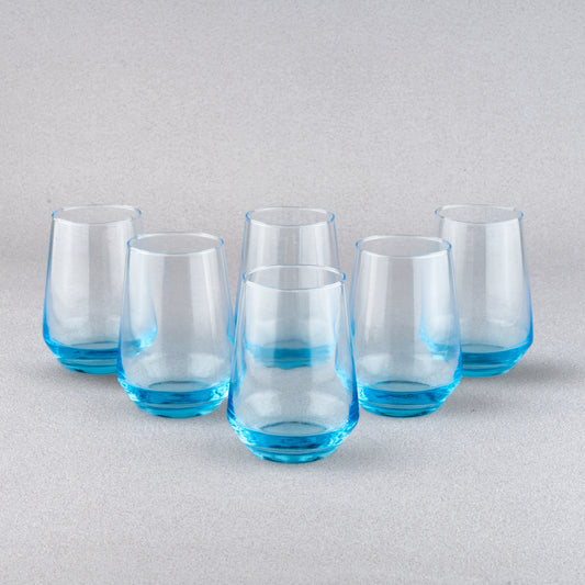 Lead Free Blue Water Glass Set of 6 390ml
