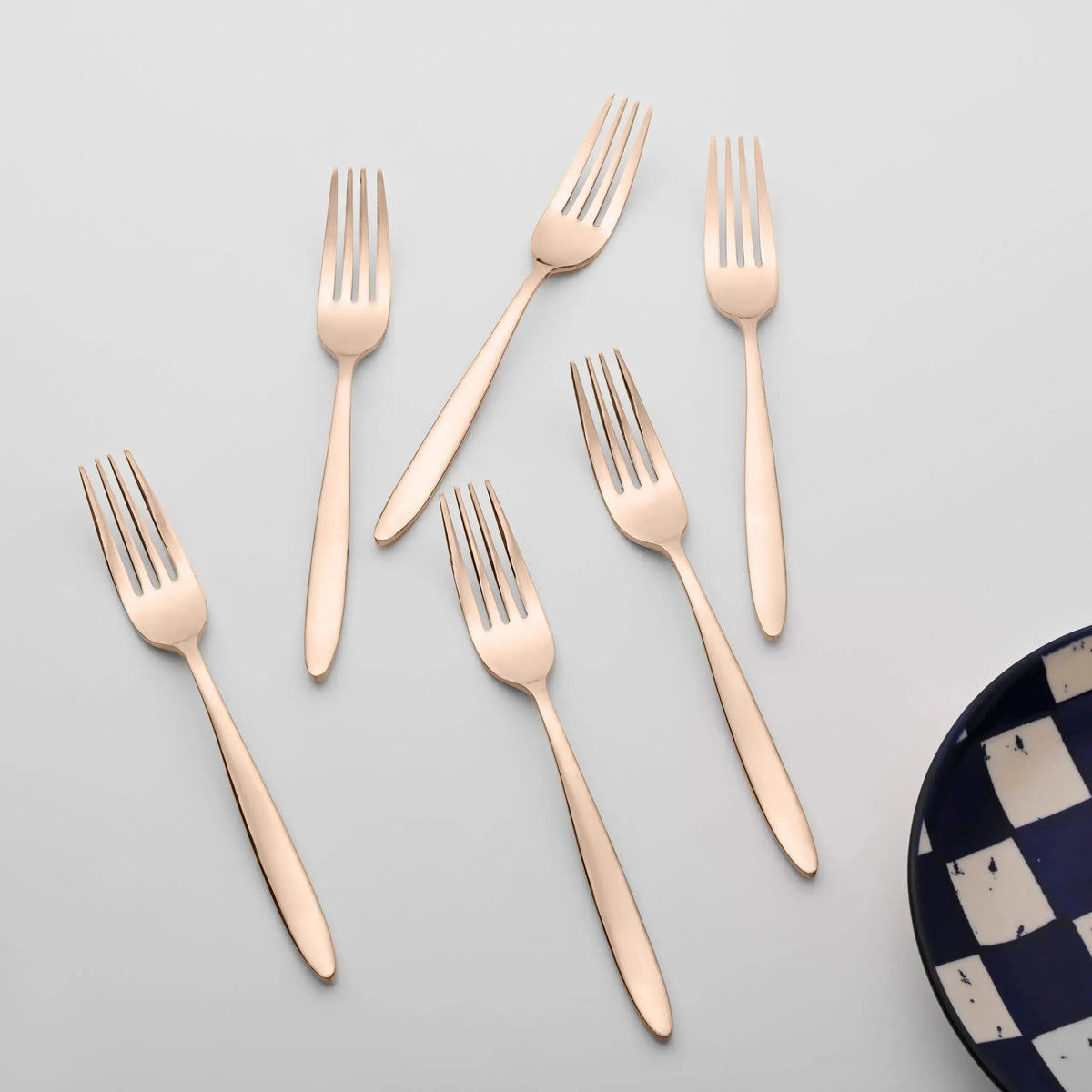 Stainless Steel Rose Gold Fork Set of 6 BlackCarrot