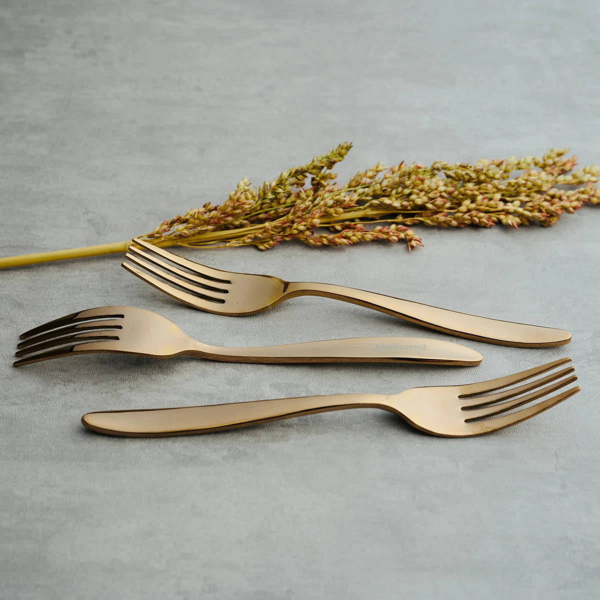 Stainless Steel Rose Gold Fork Set of 6 BlackCarrot
