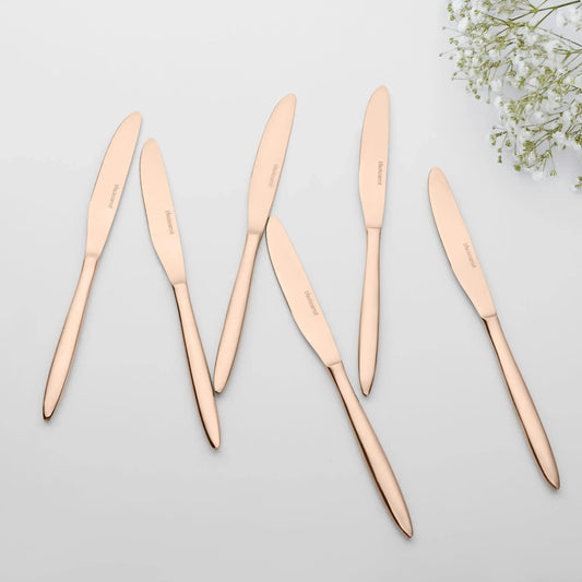 Stainless Steel Rose Gold Knife Set of 6 BlackCarrot