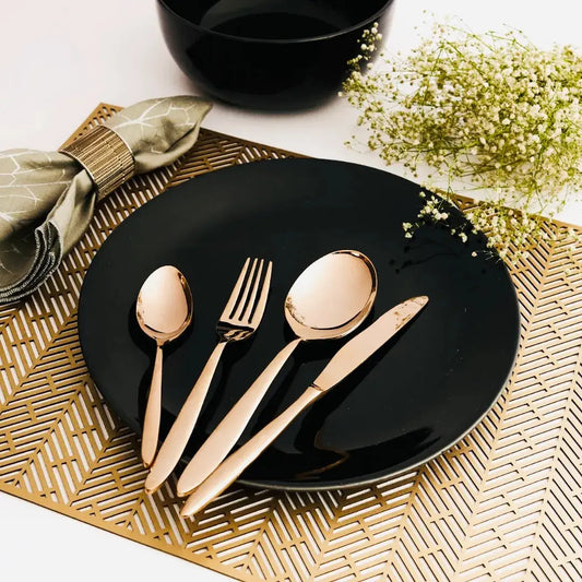 Stainless Steel Rose Gold Spoon Set of 6 BlackCarrot