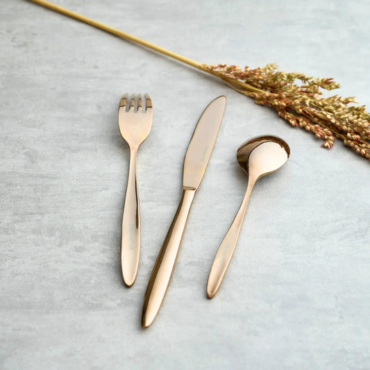 Stainless Steel RoseGold Cutlery Set of 3 BlackCarrot
