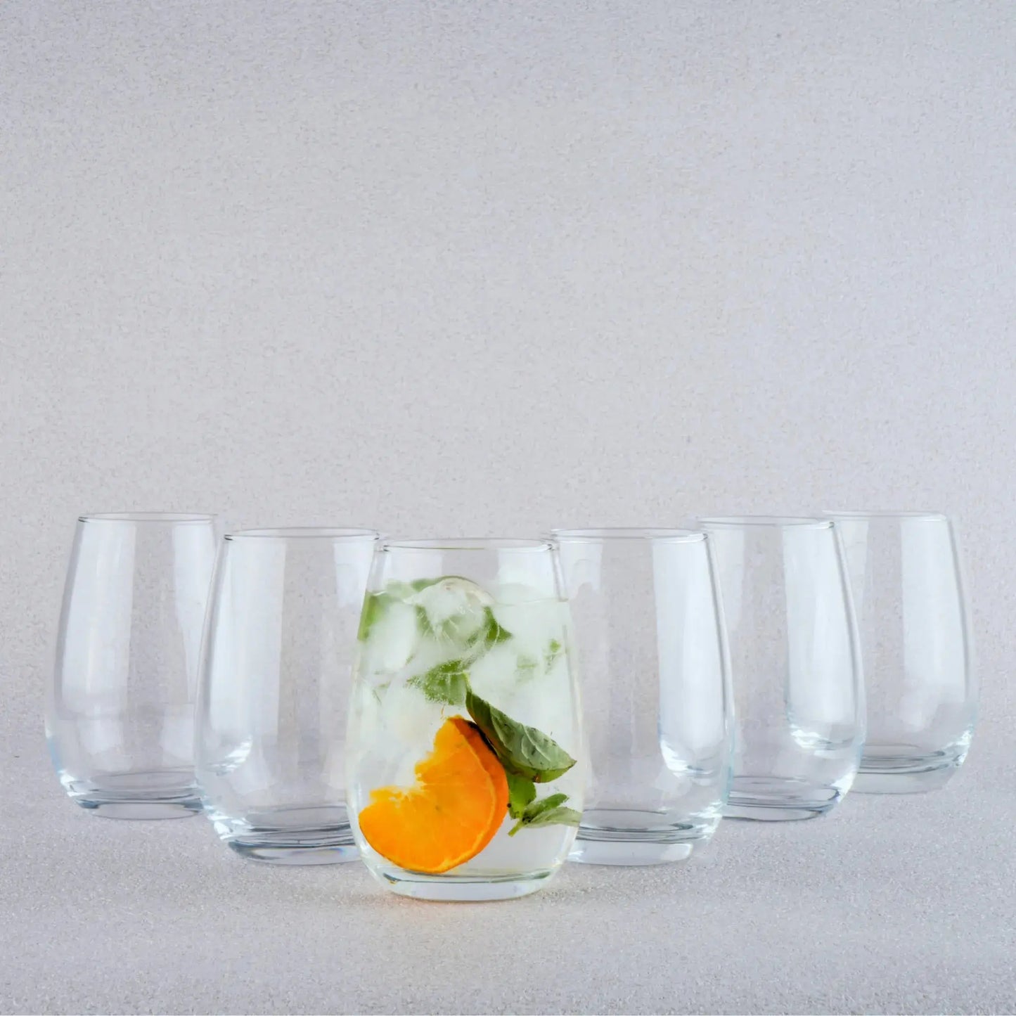 Transparent Water Glass Set of 6 390ml BlackCarrot